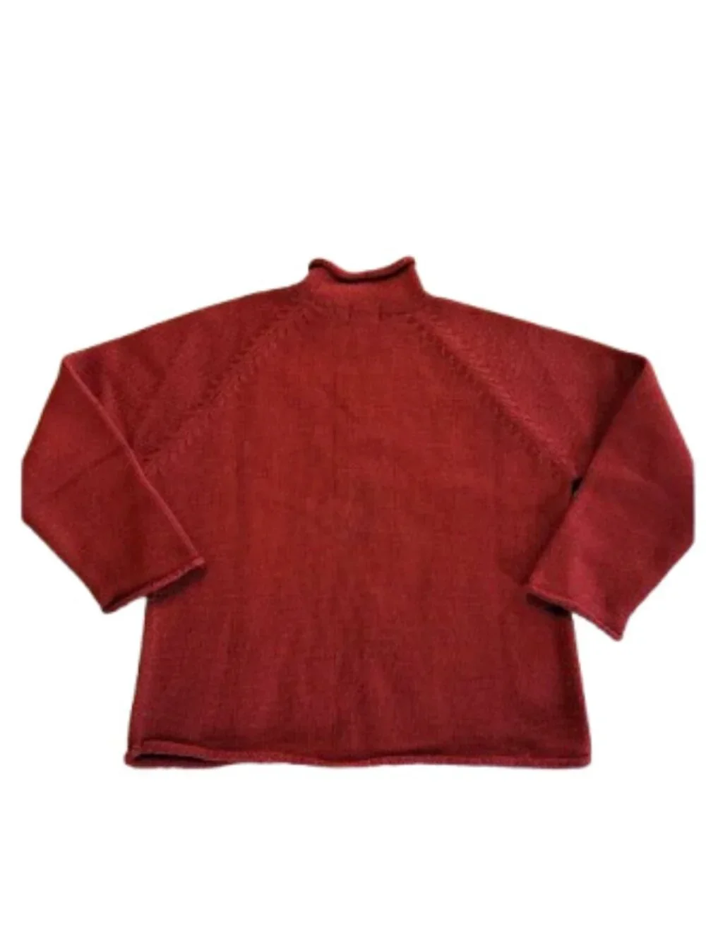 J. Crew 90s Vintage Roll Neck Pullover Sweater rollneck Red Chunky Wool Large